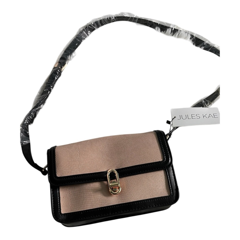 Jules Kae Blush and Black Leather-Trim Crossbody